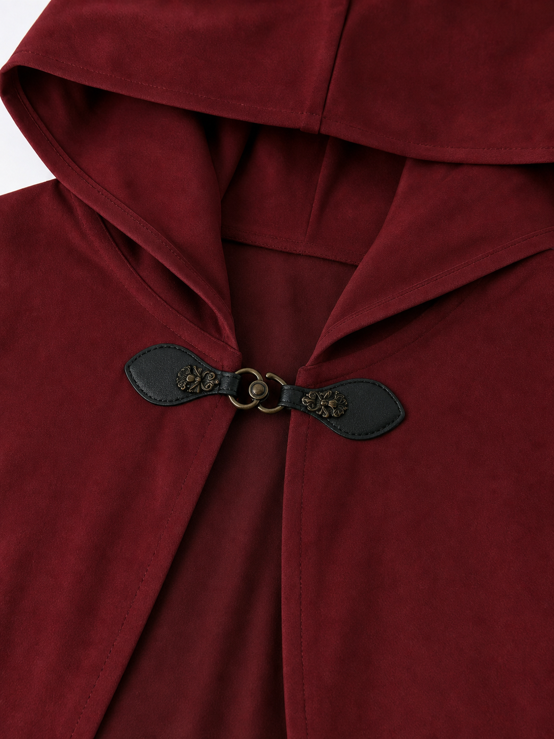 Burgundy Hooded Costume Cloak for Cosplay