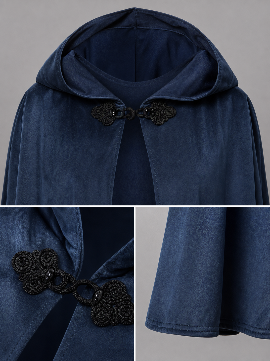 Dark Blue Hooded Costume Cloak