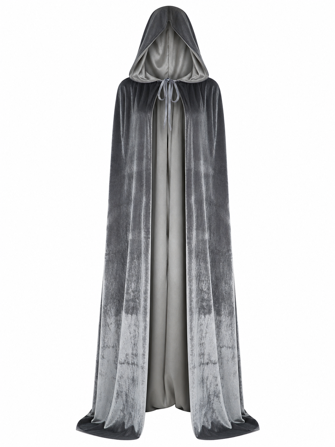Gray Hooded Long Costume Cape
