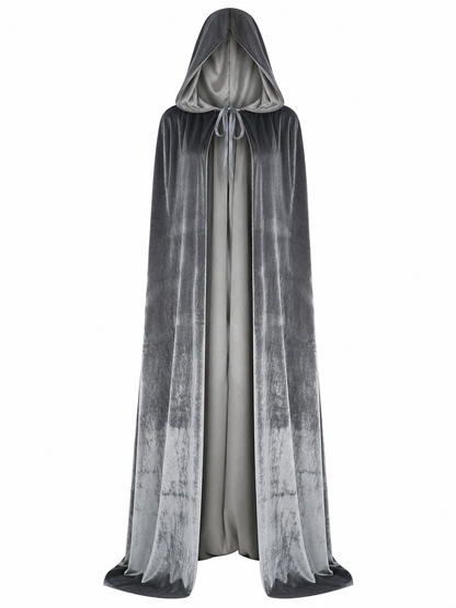 Gray Hooded Long Costume Cape