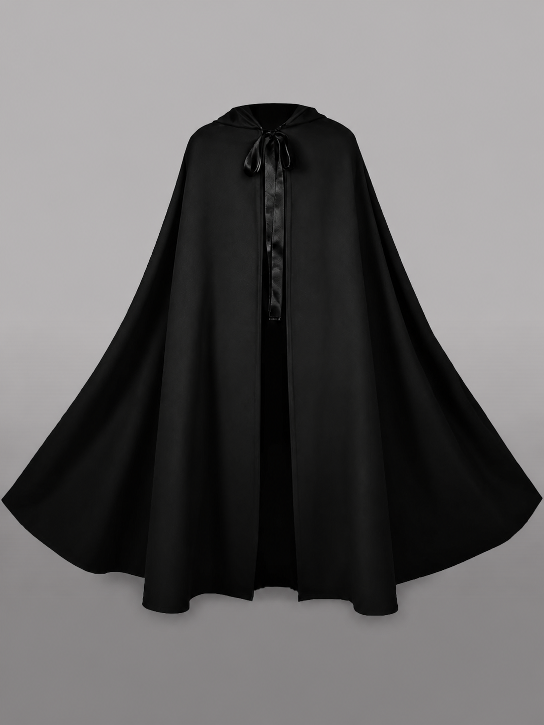 Long Black Hooded Carnival Cloak