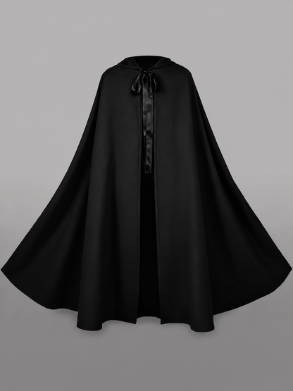Long Black Hooded Carnival Cloak