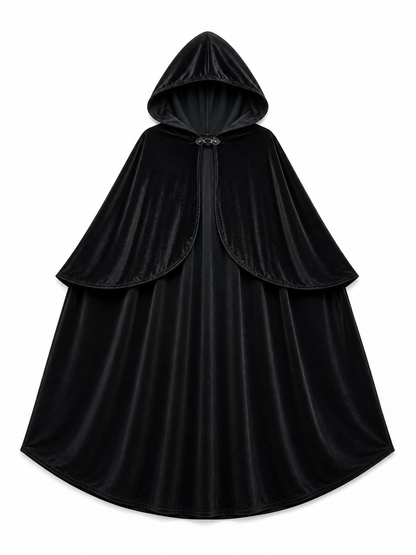 Black Hooded Carnival Cape, Flowing