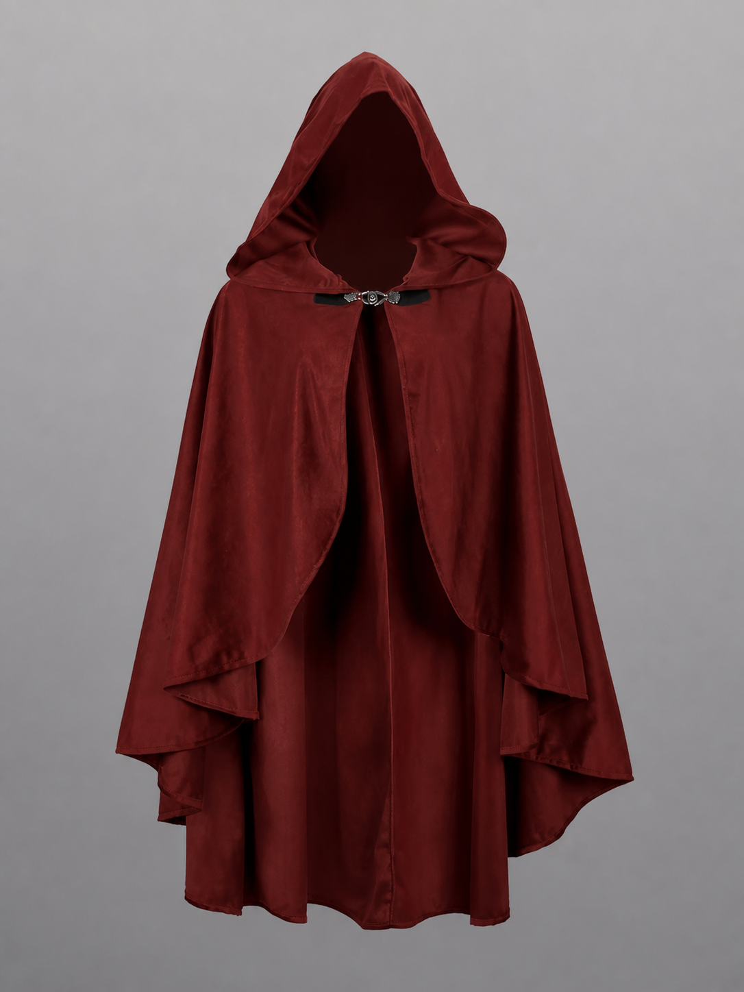 Burgundy Hooded Costume Cloak for Cosplay