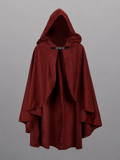 Burgundy Hooded Costume Cloak for Cosplay