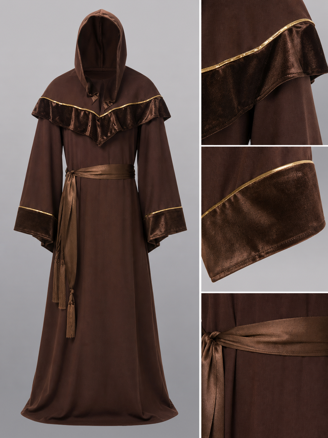 Dark Brown Hooded Costume Cloak