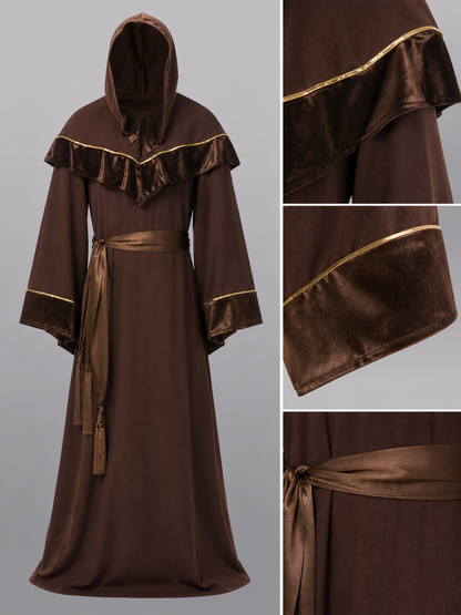 Dark Brown Hooded Costume Cloak
