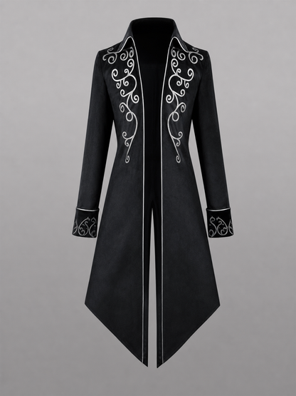 Black Carnival Tailcoat with Silver Embroidery