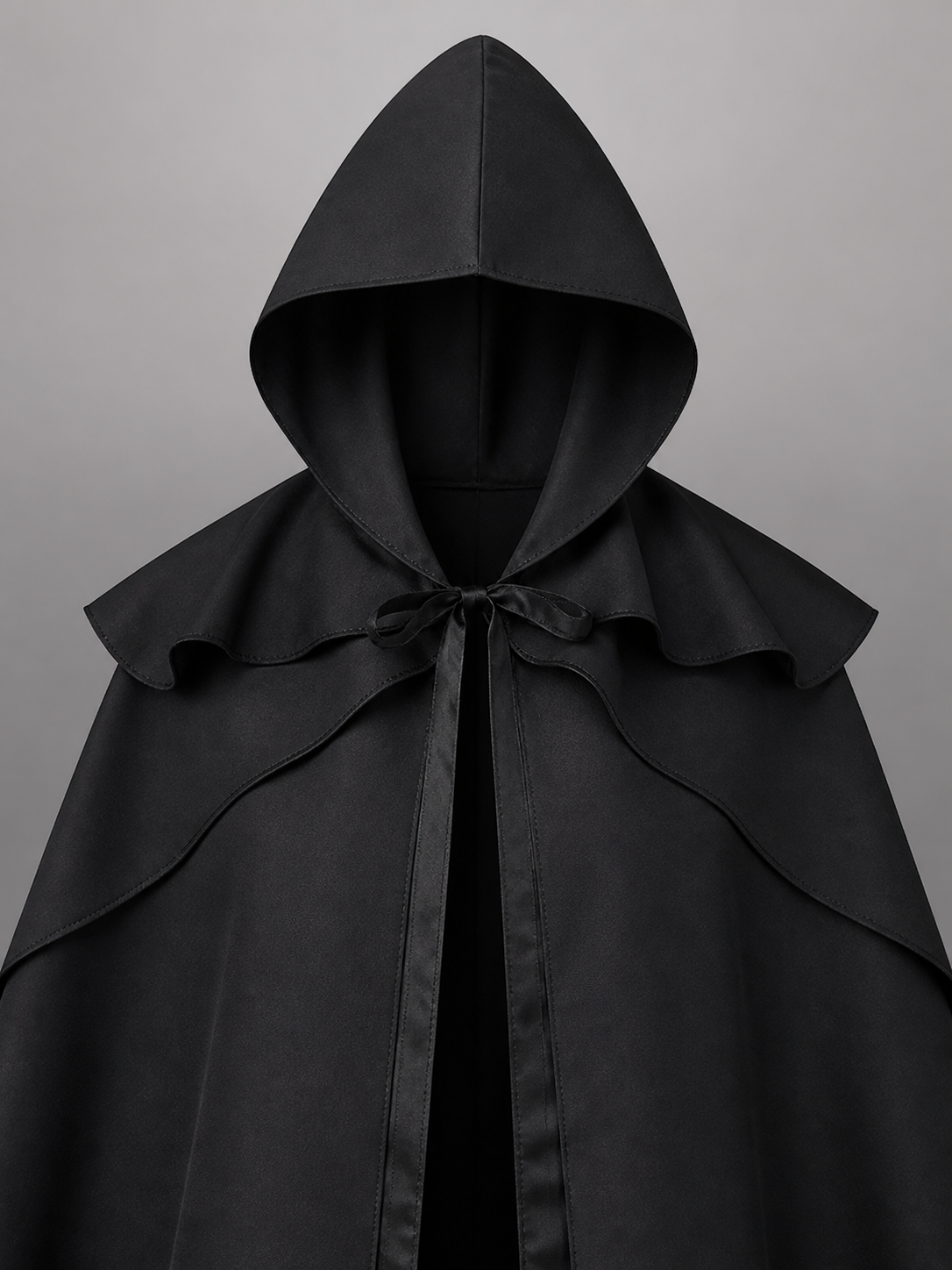 Black long hooded costume cape