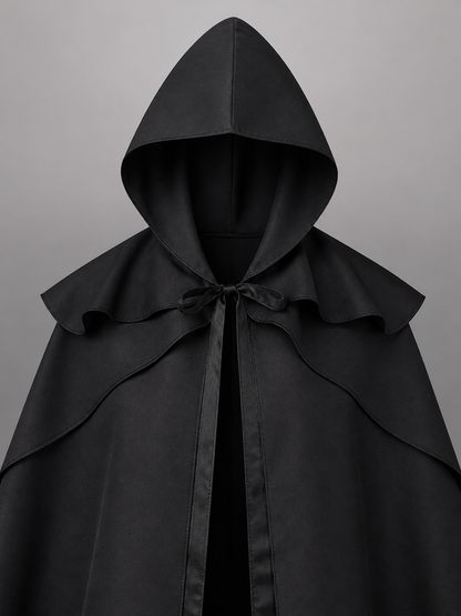 Black long hooded costume cape