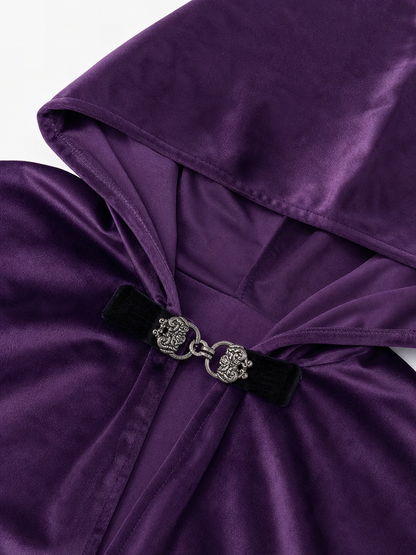 Purple Hooded Medieval Costume Cloak