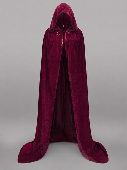 Burgundy Hooded Carnival Cloak for Cosplay