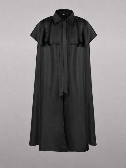 Black Dress with Cape and Short Sleeves