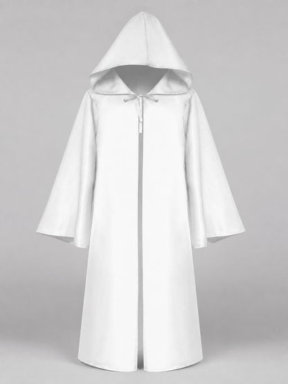White Medieval Hooded Costume Cloak
