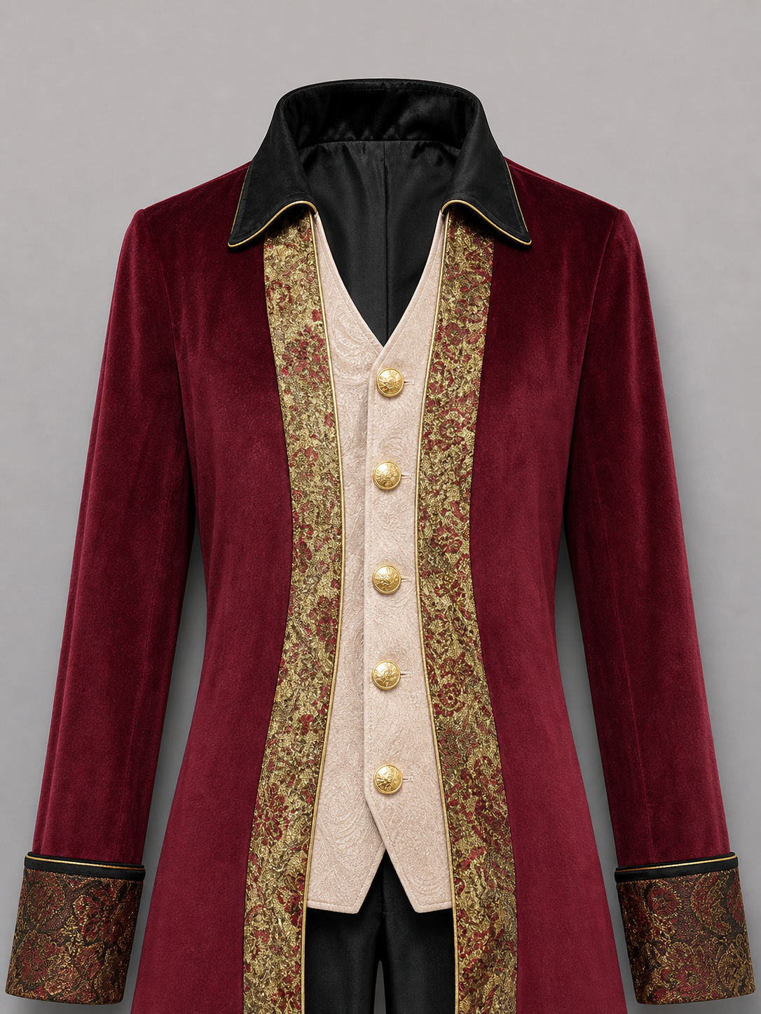 Burgundy Victorian-Style Costume Cloak