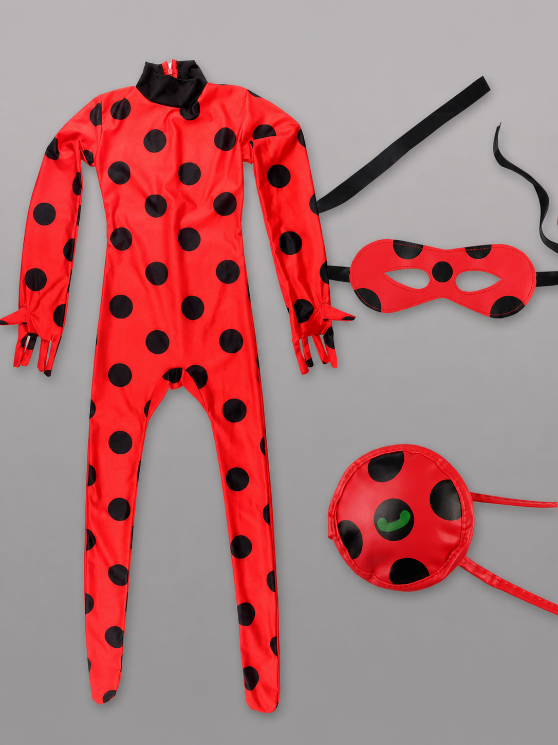 Polka Dot Carnival Jumpsuit Costume with Mask