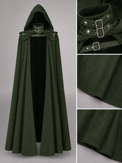 Long Green Hooded Carnival Cloak