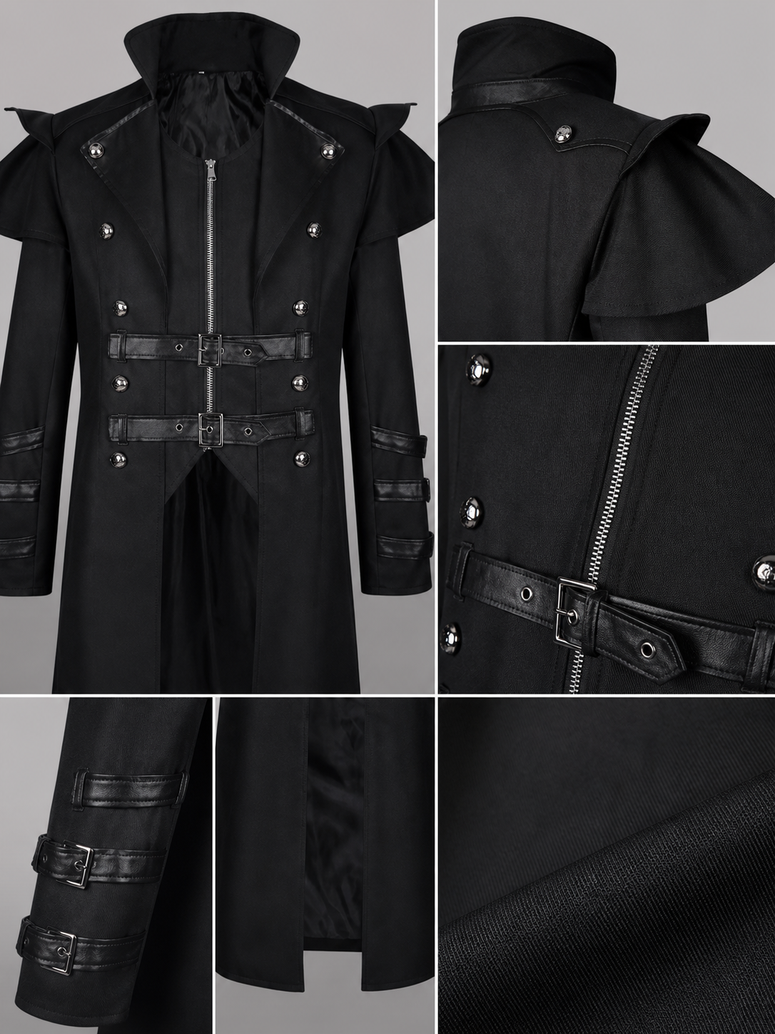 Black Gothic Costume Cloak with Straps