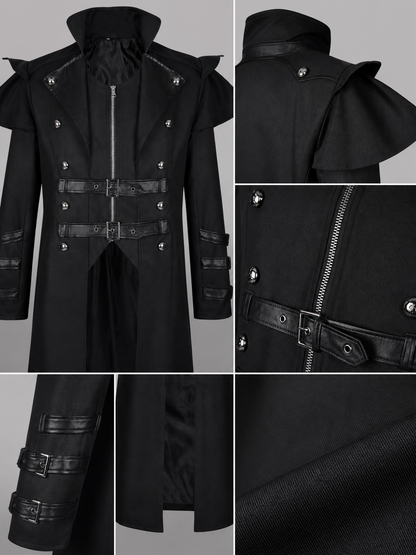 Black Gothic Costume Cloak with Straps