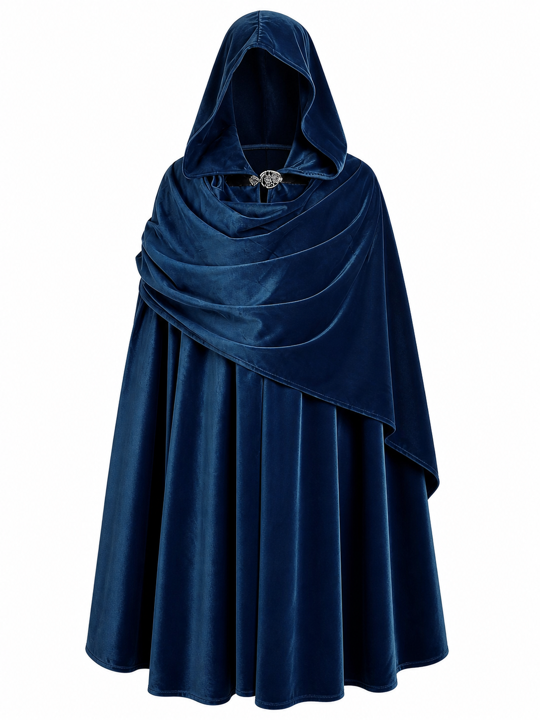 Dark Blue Medieval Hooded Costume Cloak