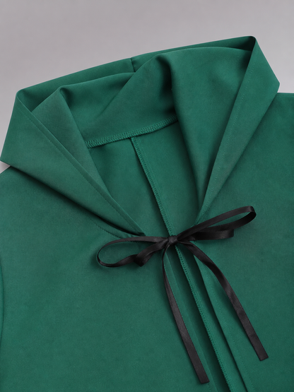 Long Green Carnival Cloak with Hood