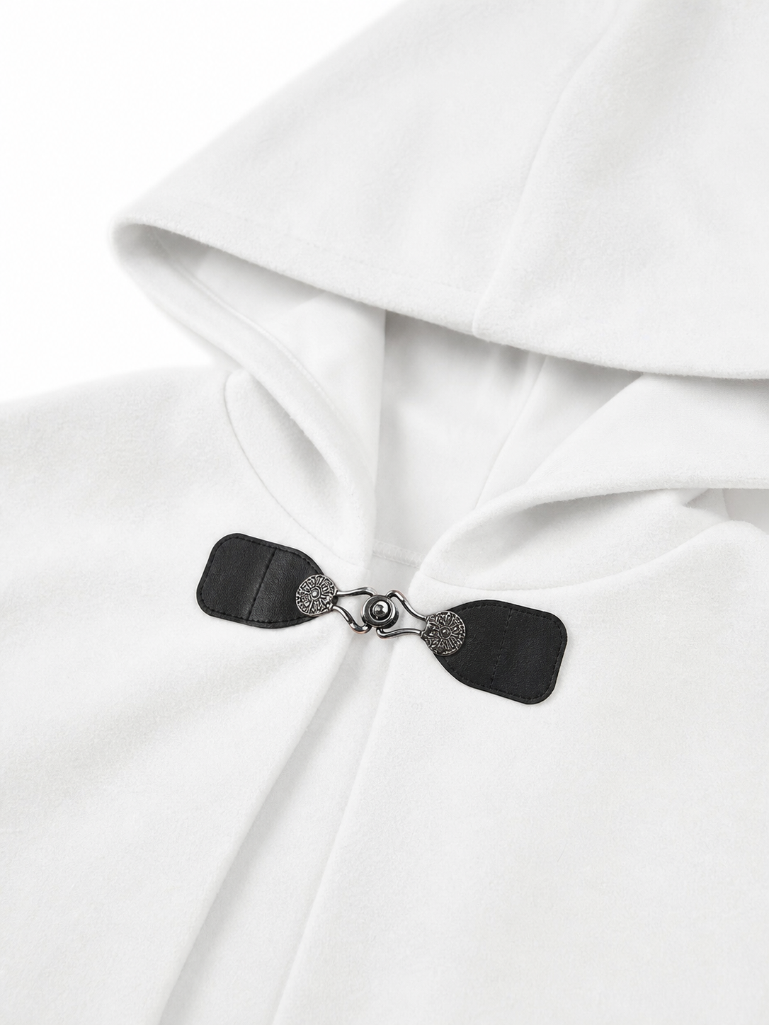 White medieval costume cloak with hood