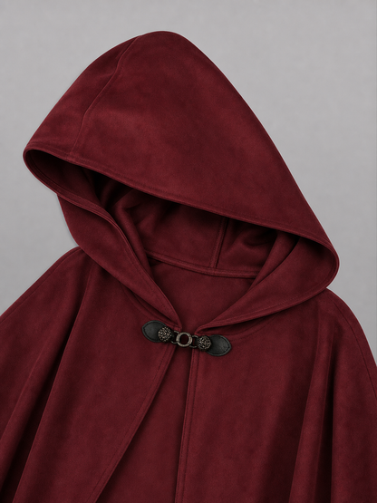 Burgundy Hooded Costume Cloak for Cosplay