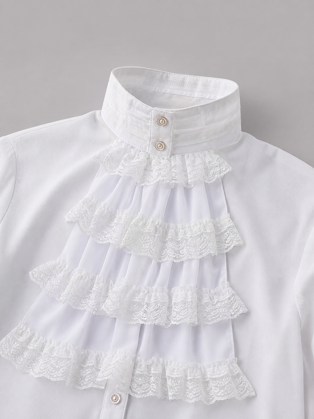 White Blouse with Jabot and Long Sleeves