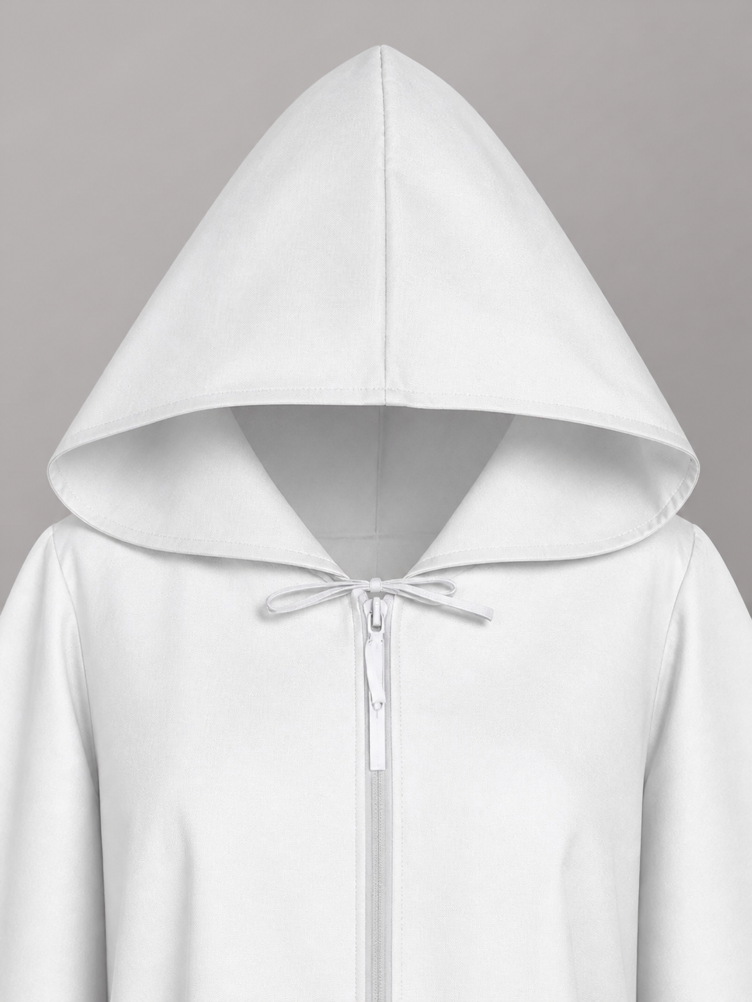 White Medieval Hooded Costume Cloak