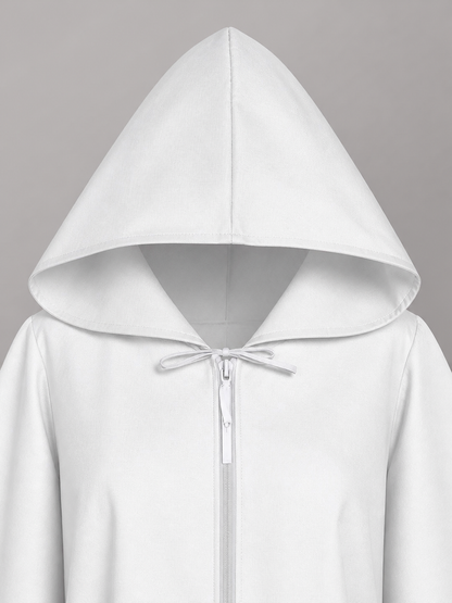 White Medieval Hooded Costume Cloak