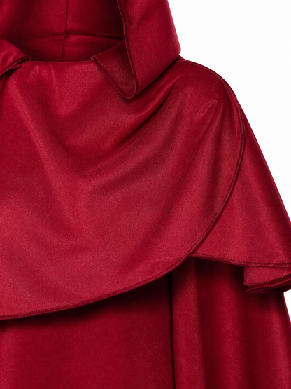 Burgundy hooded costume cloak for cosplay
