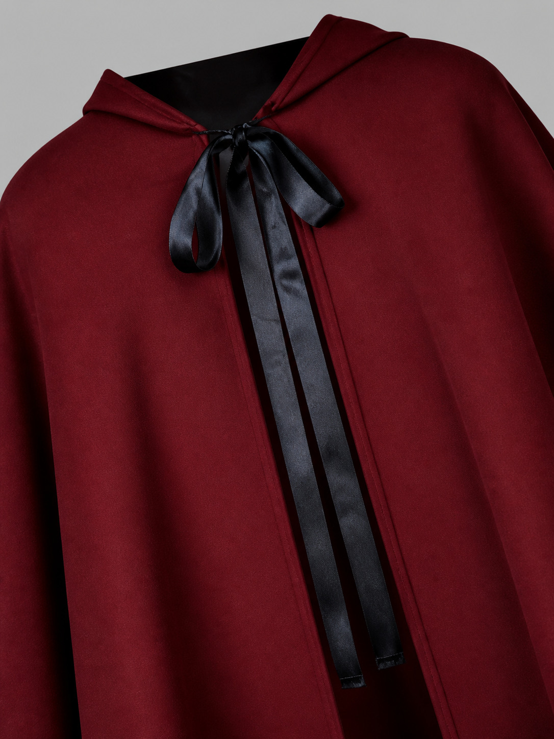 Long Burgundy Carnival Cloak with Hood