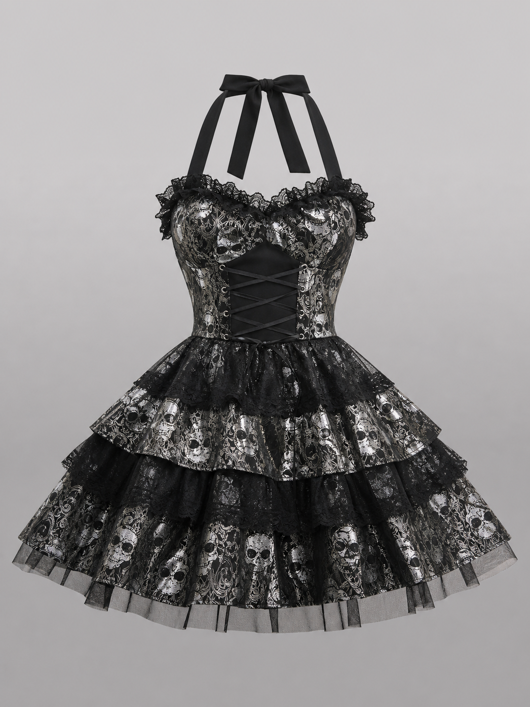 Gothic witch costume for Halloween and cosplay: dress, long gloves, and stockings