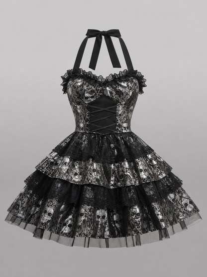 Gothic witch costume for Halloween and cosplay: dress, long gloves, and stockings
