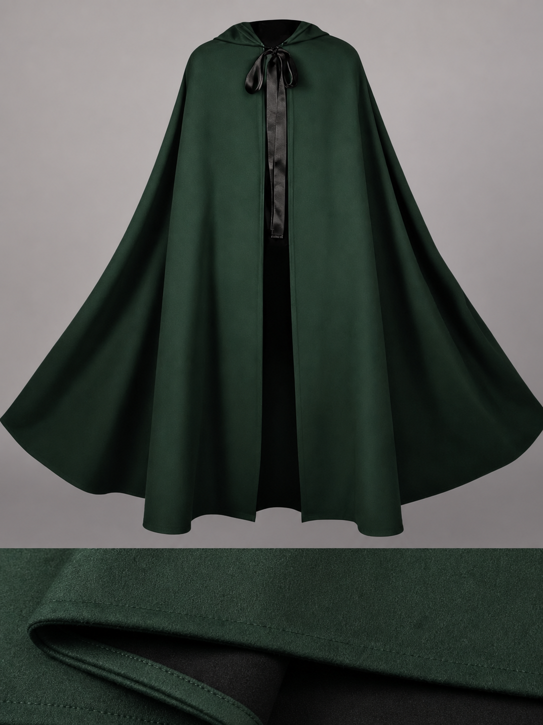 Long Green Carnival Cloak with Hood