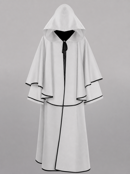 White Hooded Cloak with Black Trim