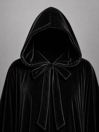 Long Black Hooded Costume Cloak