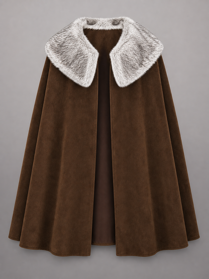 Brown Costume Cloak with Fur Collar