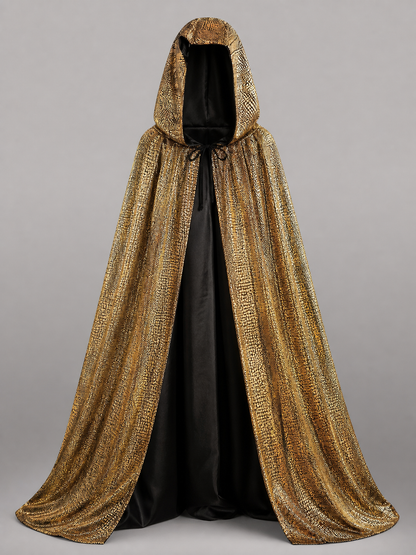 Black and Gold Hooded Carnival Cloak