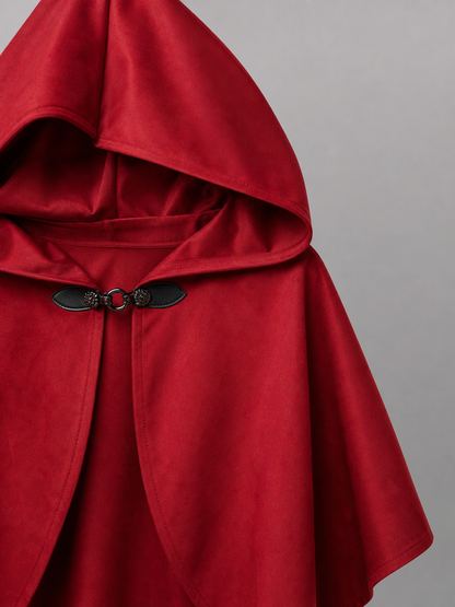 Red medieval carnival cloak with hood