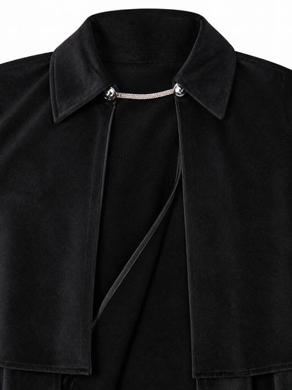 Black Carnival Cloak with High Collar