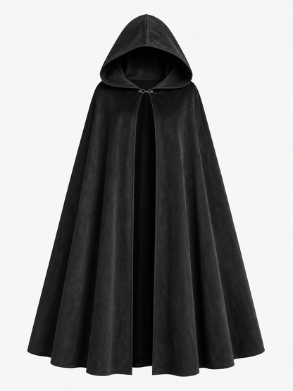 Long black hooded costume cloak