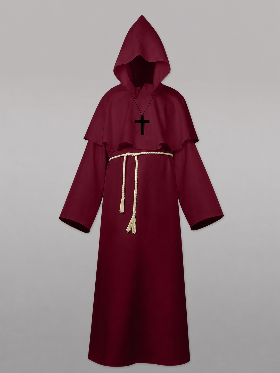 Burgundy Hooded Carnival Cloak for Cosplay