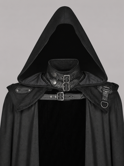 Black Gothic Carnival Cloak with Hood