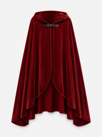 Red medieval carnival cloak with hood