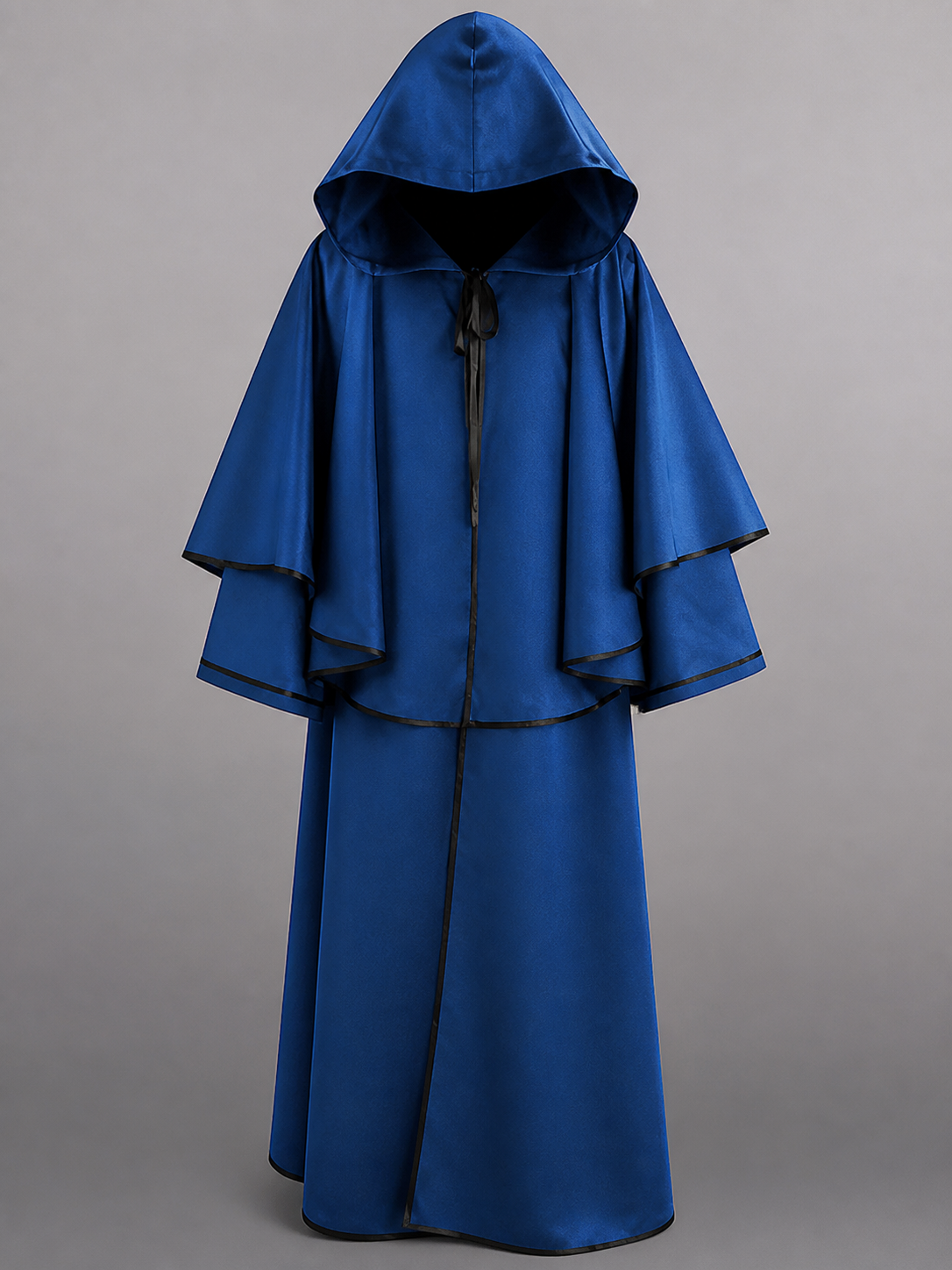Long Blue Hooded Costume Cape