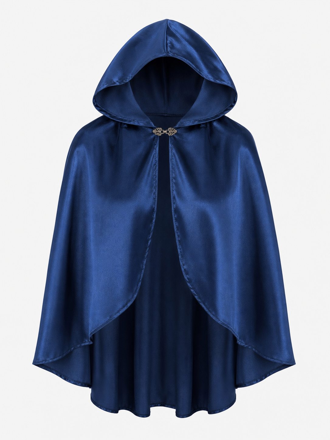 Blue Hooded Carnival Cape with Closure fabric detail