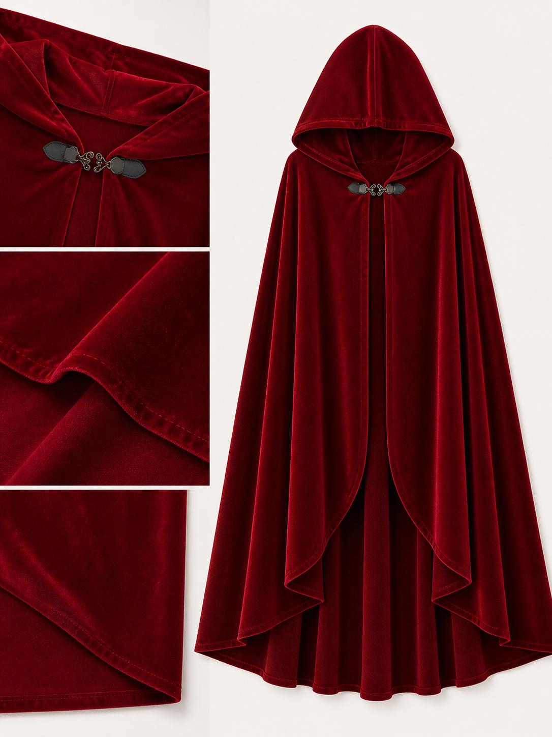 Red medieval carnival cloak with hood