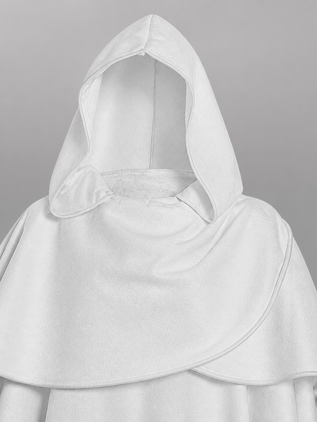 White Medieval Hooded Carnival Cloak