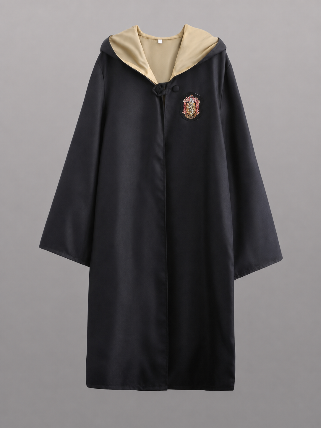 Black costume cloak with hood and accessories
